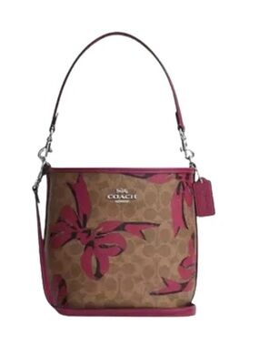 Coach City Bucket Bag In Signature Canvas Bow Print Crossbody/Wristlet Wallet